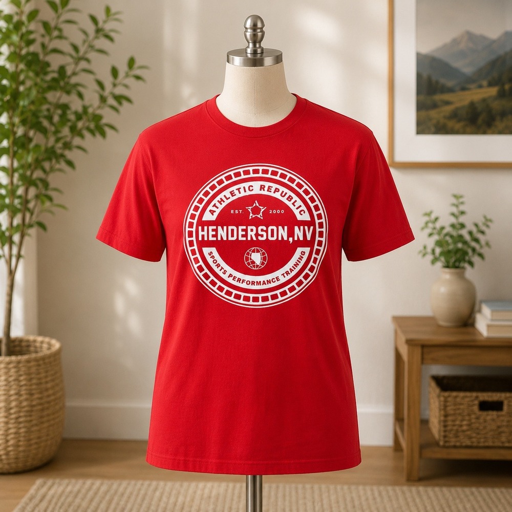 Next Level Apparel Athletic Republic Henderson NV T-Shirt Mens Small Red Graphic